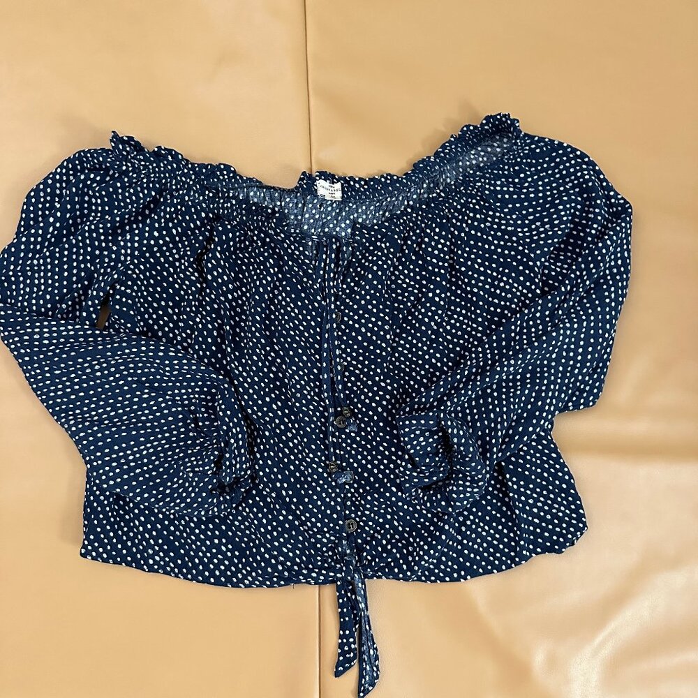 Mason & Belle Polka Dot off the shoulder crop top size M